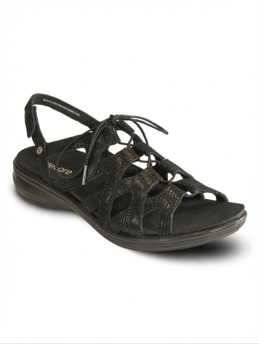 Revere Black Lizard Malibu Leather Sandal Size 6M
